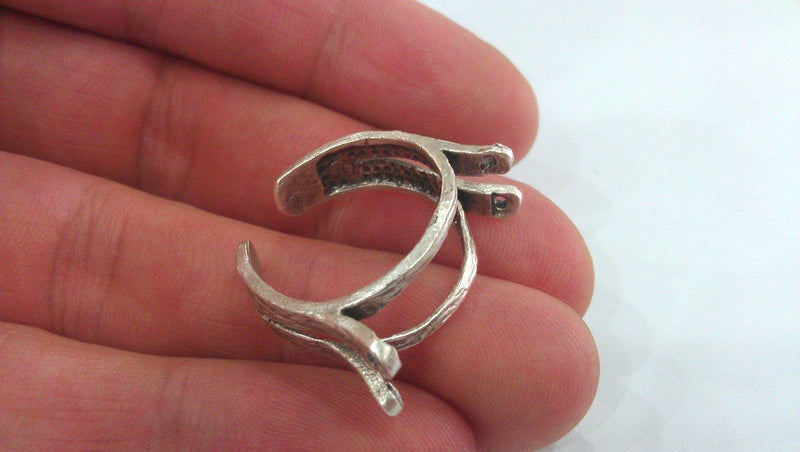 3 Antique Silver Plated Brass Adjustable  Ring,Findings 3 Pcs  G667