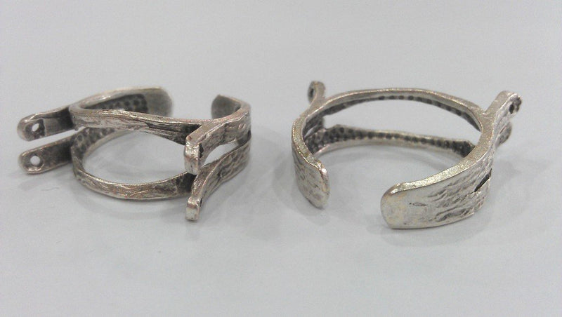 3 Antique Silver Plated Brass Adjustable  Ring,Findings 3 Pcs  G667