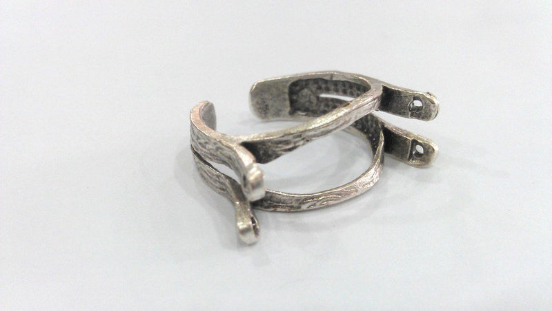 3 Antique Silver Plated Brass Adjustable  Ring,Findings 3 Pcs  G667