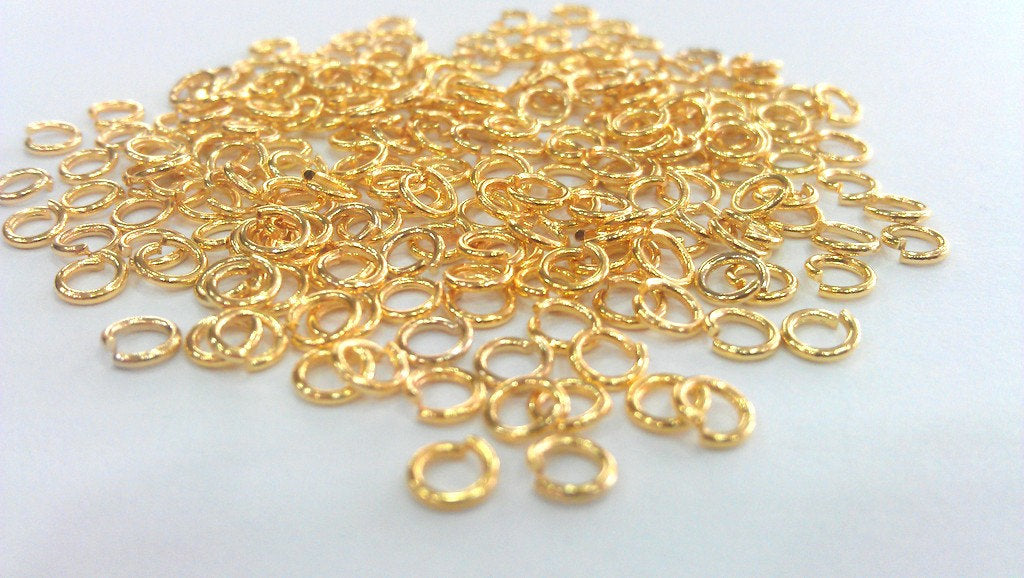 500 Gold jumpring Findings Gold Plated Brass  jumpring , Findings 100 Pcs (4 mm) G9468