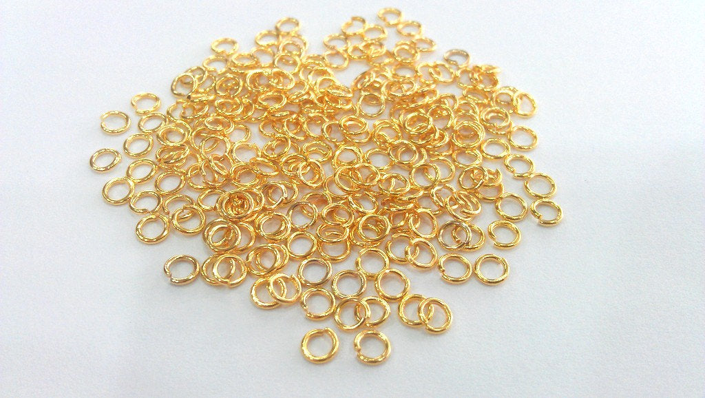 100 Gold jumpring Findings Gold Plated Brass  jumpring , Findings 100 Pcs (4 mm) G9468