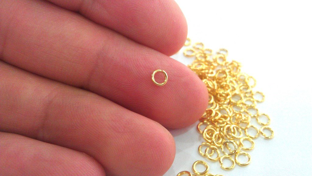 500 Gold jumpring Findings Gold Plated Brass  jumpring , Findings 100 Pcs (4 mm) G9468