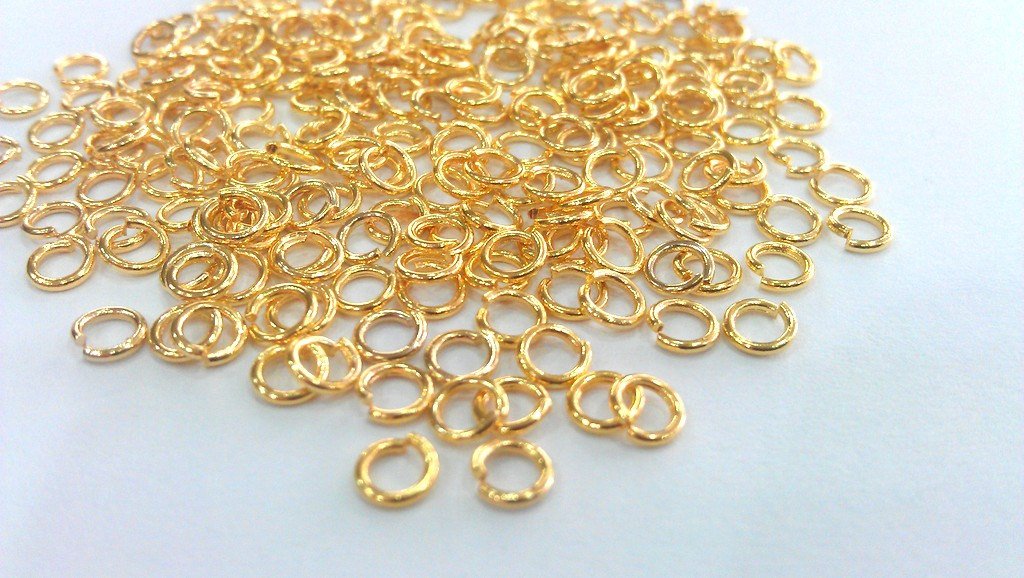 500 Gold jumpring Findings Gold Plated Brass  jumpring , Findings 100 Pcs (4 mm) G9468