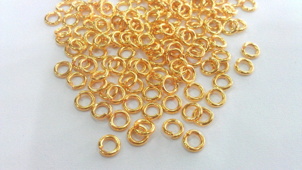 100  Shiny Gold jumpring 24k Gold Brass Strong jumpring Findings 100 Pcs (5 mm) G12041