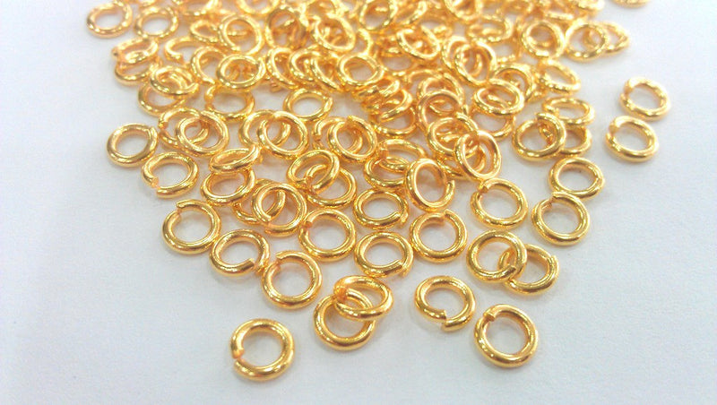 100  Shiny Gold jumpring 24k Gold Brass Strong jumpring Findings (5 mm) G12041