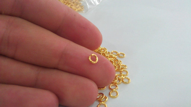 20 Shiny Gold jumpring 24k Gold Brass Strong jumpring Findings 20 Pcs (5 mm) G12041