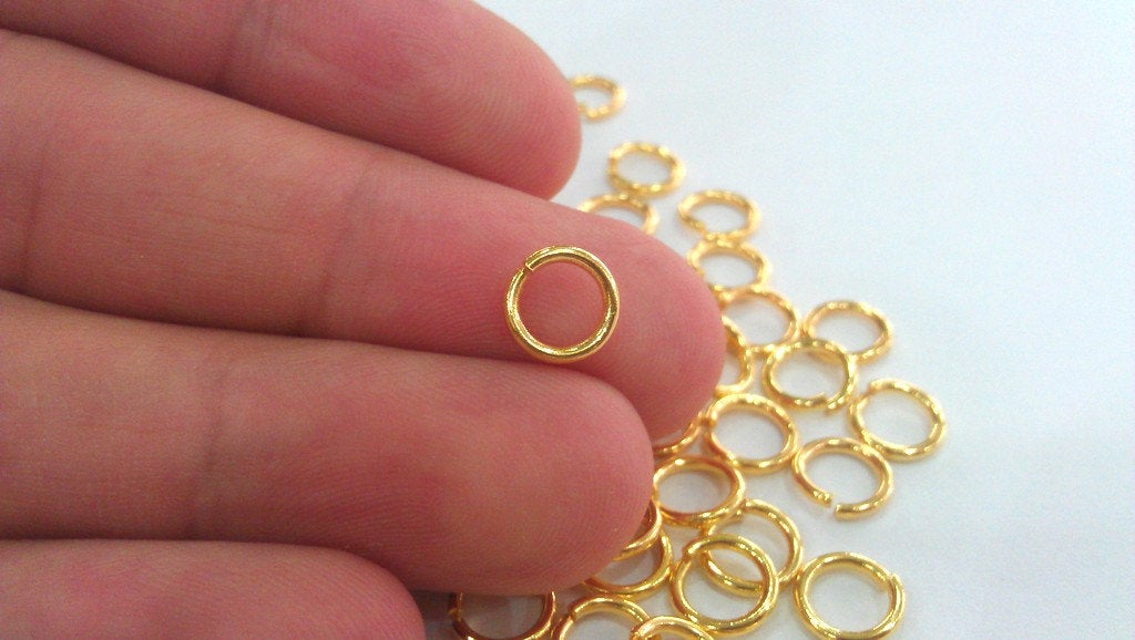 20 Pcs (8 mm) Shiny Gold jumpring 24k Gold Brass Strong jumpring Findings G15614