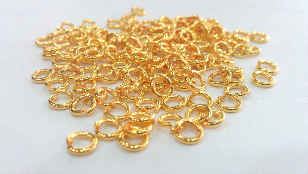 100  Shiny Gold jumpring 24k Gold Brass Strong jumpring Findings 100 Pcs (5 mm) G12041