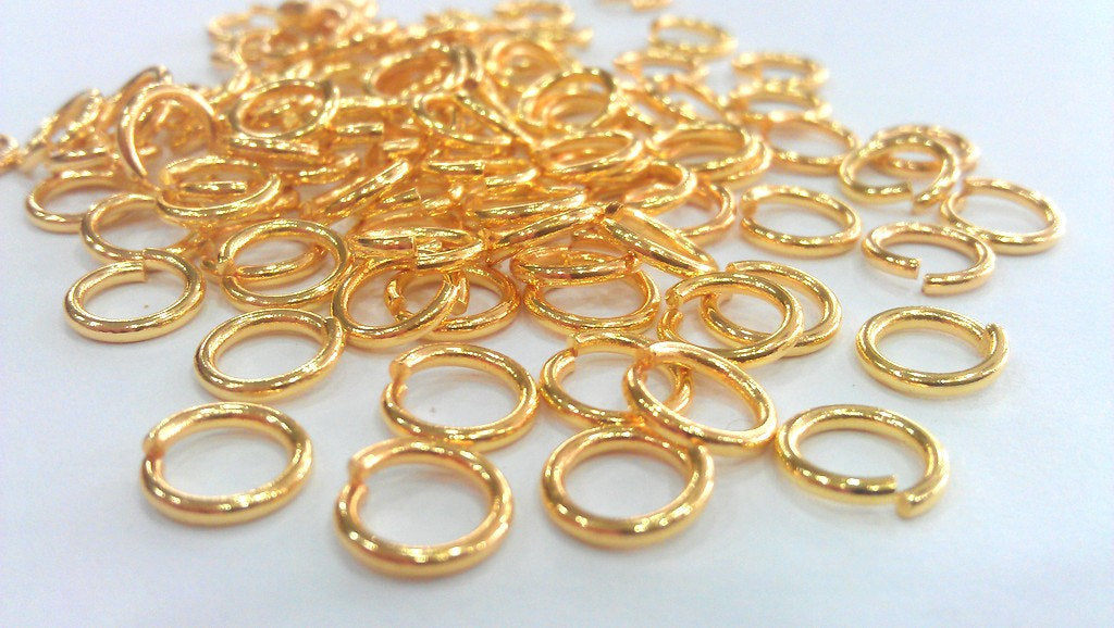 50 Shiny Gold jumpring 24k Gold Brass Strong jumpring Findings  (8 mm) G15614