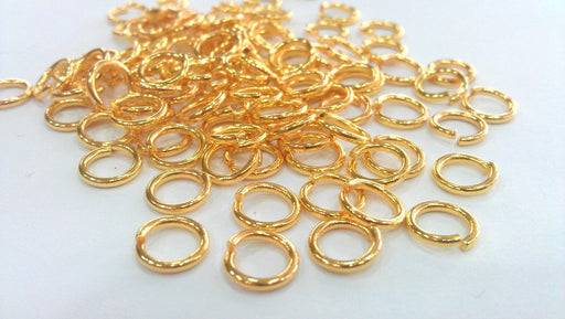 100  Shiny Gold jumpring 24k Gold Brass Strong jumpring Findings  (8 mm) G15614