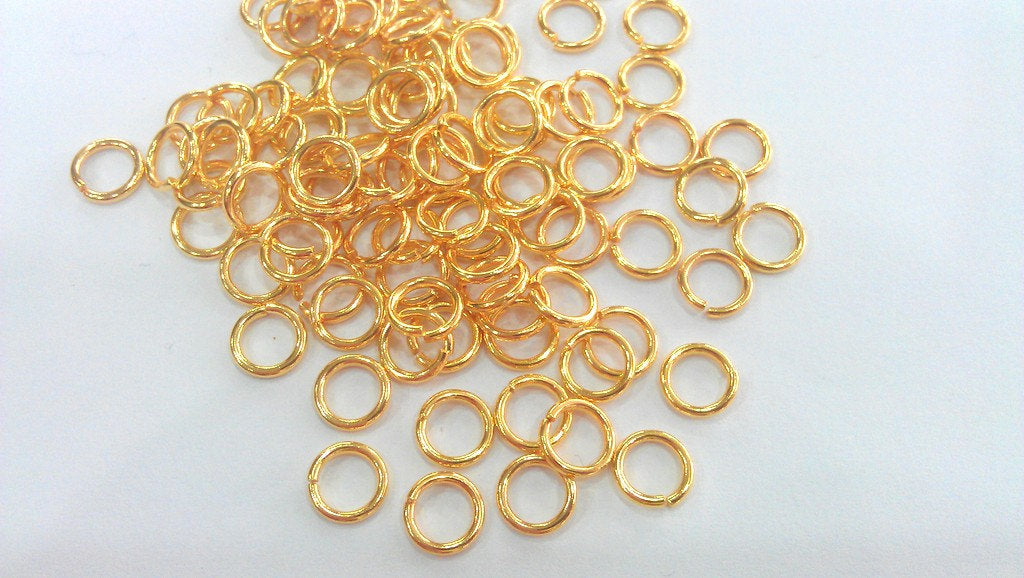 50 Shiny Gold jumpring 24k Gold Brass Strong jumpring Findings  (8 mm) G15614