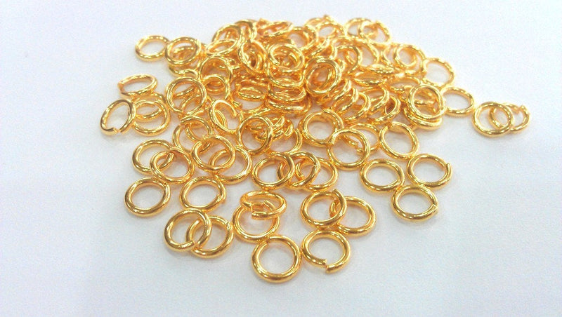 50  Shiny Gold jumpring 24k Gold Brass Strong jumpring Findings 50 Pcs (7 mm) G14567