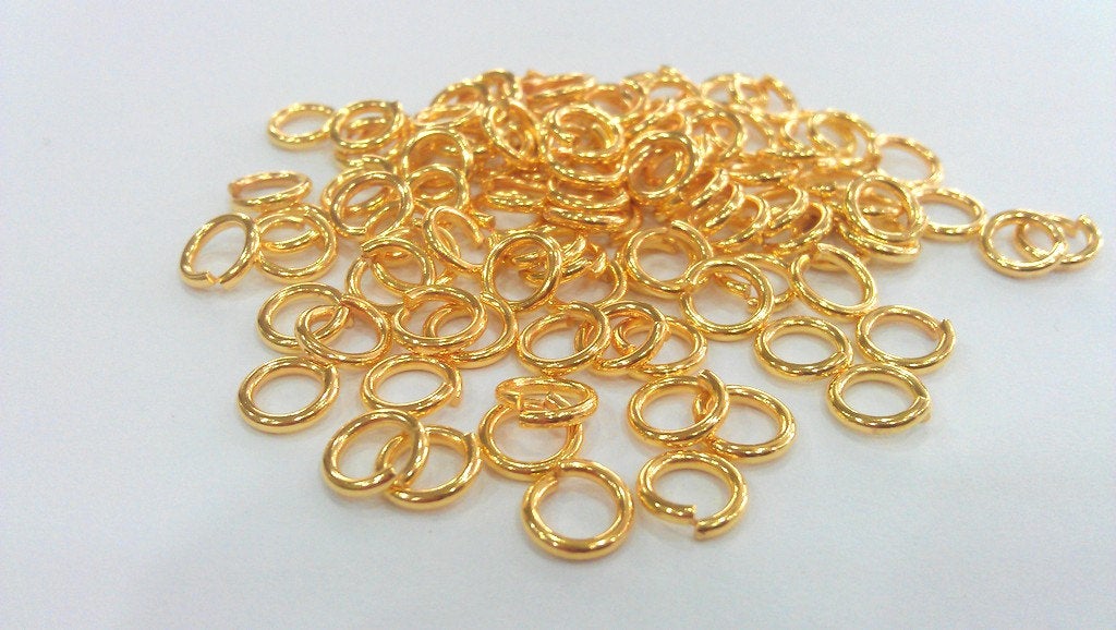 50  Shiny Gold jumpring 24k Gold Brass Strong jumpring Findings 50 Pcs (7 mm) G14567