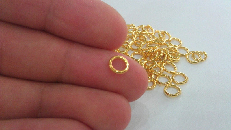 50  Shiny Gold jumpring 24k Gold Brass Strong jumpring Findings 50 Pcs (7 mm) G14567