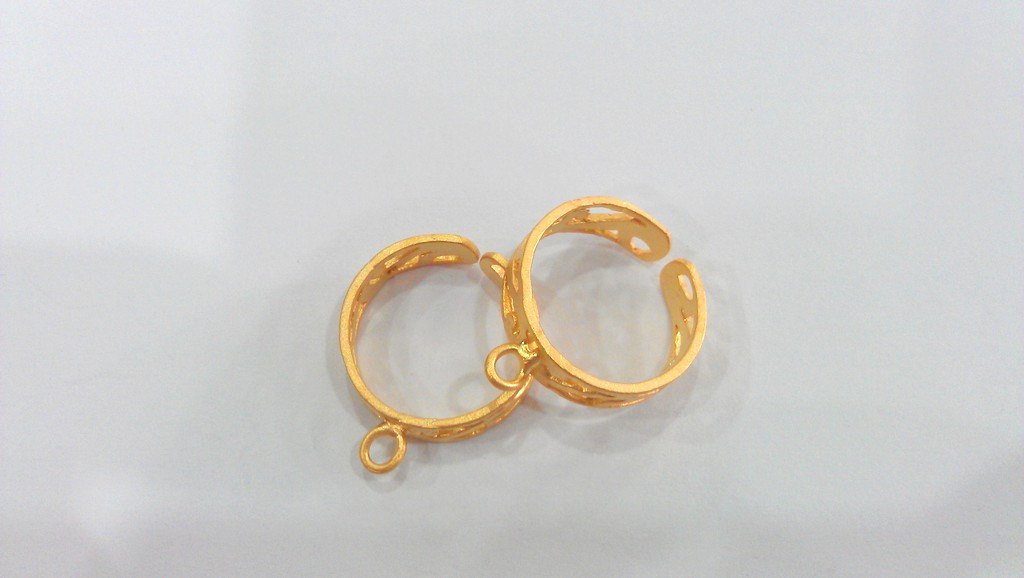 Adjustable Ring Base Blank with a Loop Setting   Findings , Gold Plated Brass G11916