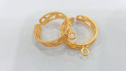 Adjustable Ring Base Blank with a Loop Setting   Findings , Gold Plated Brass G11916