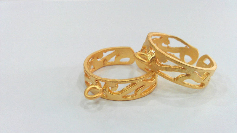 Adjustable Ring Base Blank with a Loop Setting   Findings , Gold Plated Brass G11916