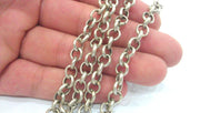 Silver Rolo Chain Antique Silver Plated Chain 1 Meter - 3.3 Feet  (7 mm) G9557