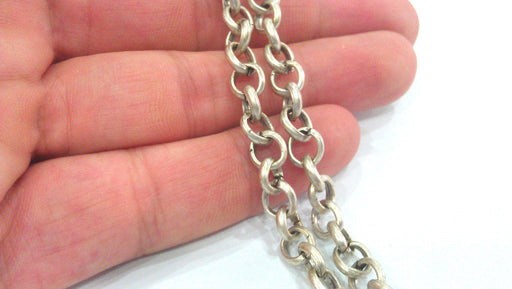 Silver Rolo Chain Antique Silver Plated Chain 1 Meter - 3.3 Feet  (7 mm) G9557