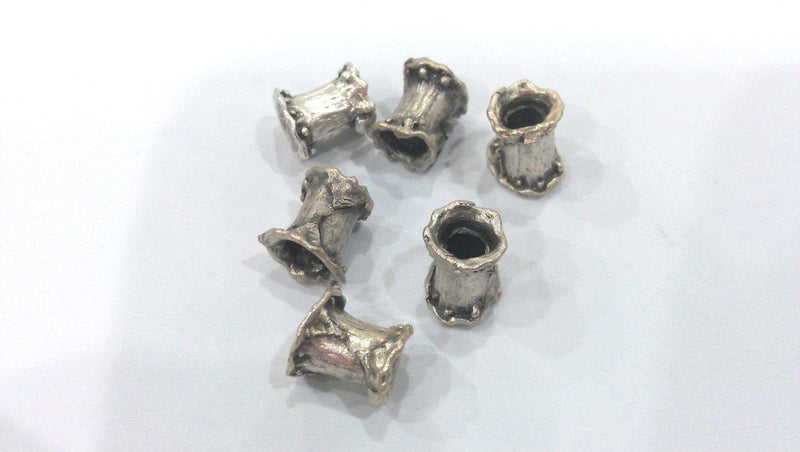 10 Silver Tube Antique Silver Plated Brass Spacer Bead  G13674
