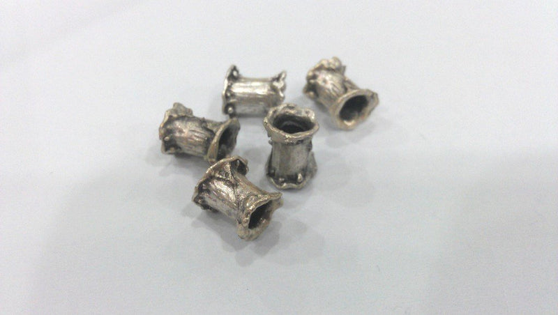 5 Silver Tube Antique Silver Plated Brass Spacer Bead  G13674