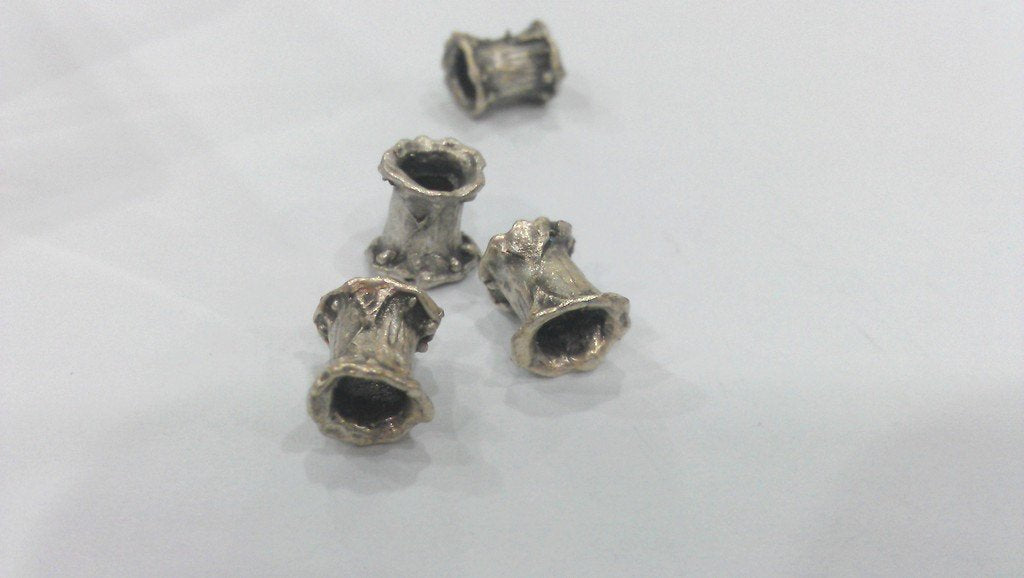 5 Silver Tube Antique Silver Plated Brass Spacer Bead  G13674