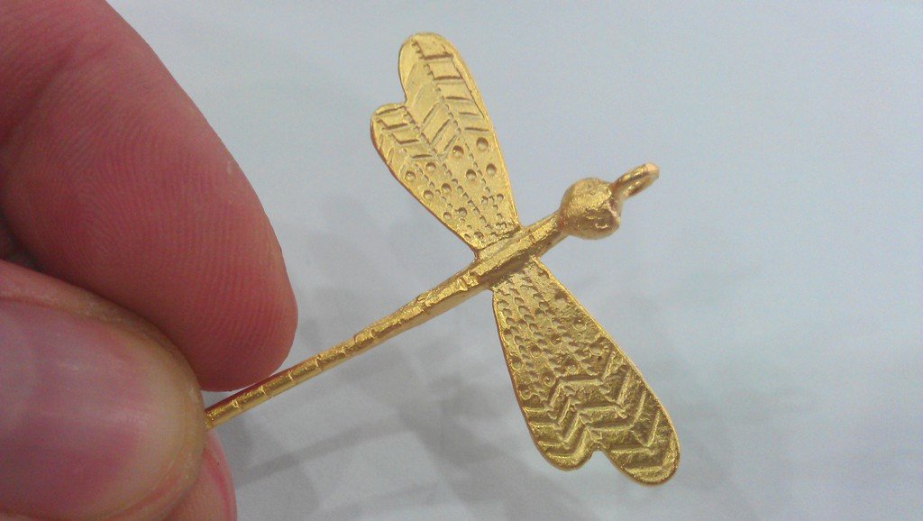 2  Dragonfly Pendant , Gold Plated Brass   G14159