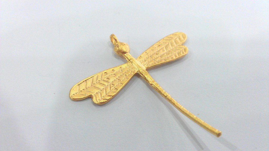 2  Dragonfly Pendant , Gold Plated Brass   G14159