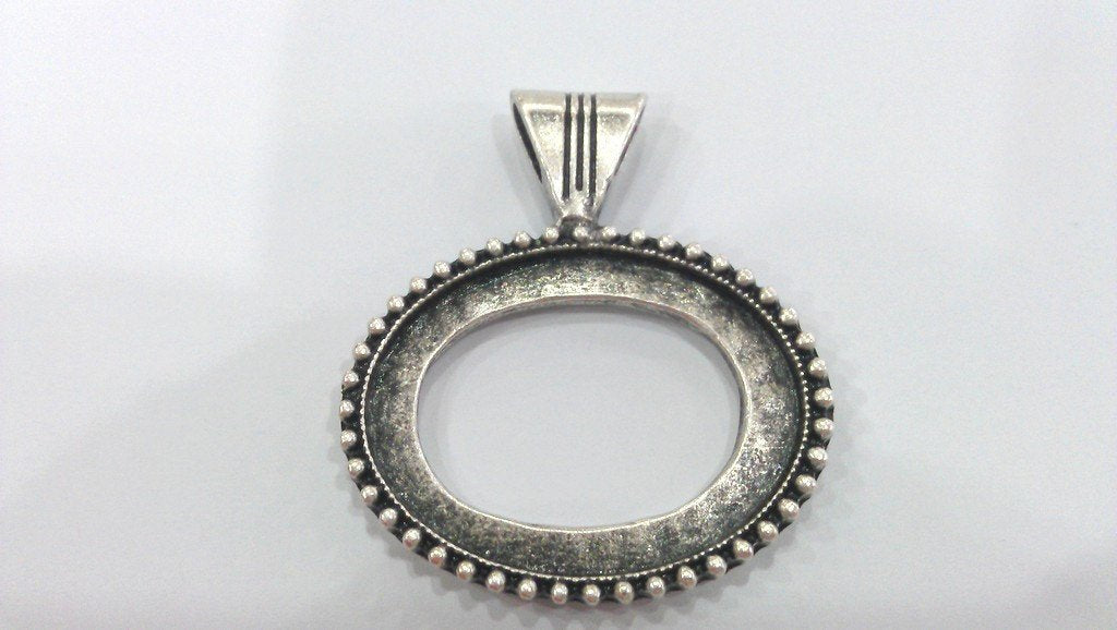 Silver Pendant Blank Silver Plated Bezel Settings,Cabochon Base,Mountings  G10976