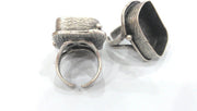 Silver Ring Blank Antique Silver Plated Brass Ring Blank  (25x18mm Blank)  , Bezel Settings,Cabochon Base,Mountings  G12929