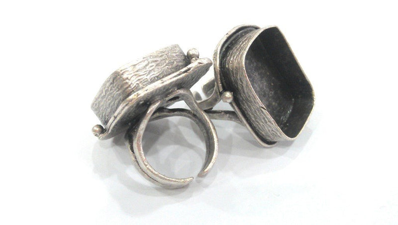 Silver Ring Blank Antique Silver Plated Brass Ring Blank  (25x18mm Blank)  , Bezel Settings,Cabochon Base,Mountings  G12929