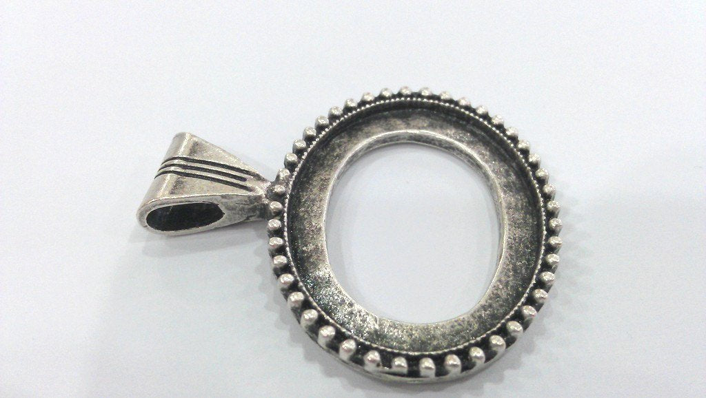 Silver Pendant Blank Silver Plated Bezel Settings,Cabochon Base,Mountings  G10976