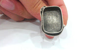 Silver Ring Blank Antique Silver Plated Brass Ring Blank  (25x18mm Blank)  , Bezel Settings,Cabochon Base,Mountings  G12929
