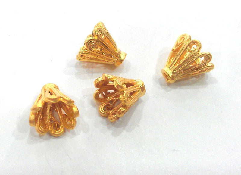 4 Cones  Findings , Gold Plated Brass G9867