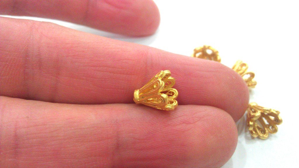 10 Cone Findings , Gold Plated Brass G9867