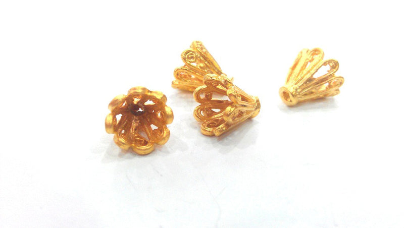 4 Cones  Findings , Gold Plated Brass G9867