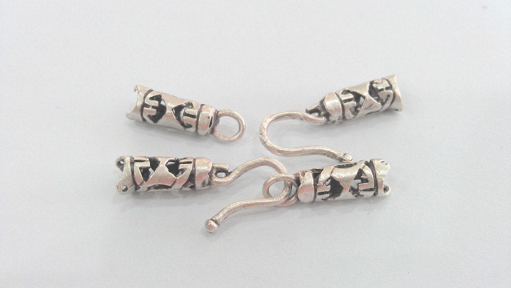 Silver Clasp 2 sets Antique Silver Plated Brass Hook Clasp,Findings  G749