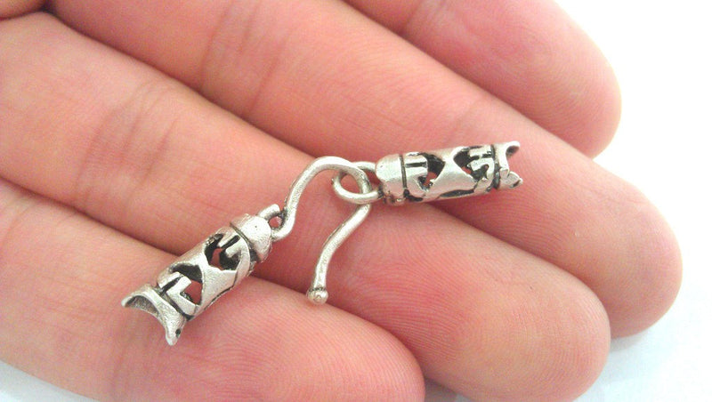 5 sets Antique Silver Plated Brass Hook Clasp,Findings G749