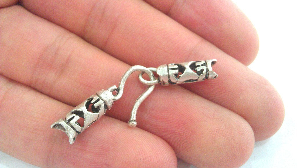 5 sets Antique Silver Plated Brass Hook Clasp,Findings G749