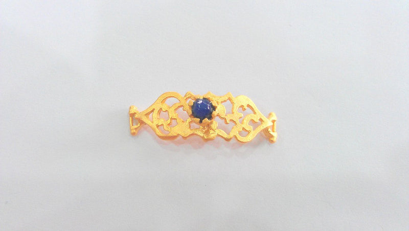 38x13 mm. 22K Gold Plated Brass Navy Blue Bracelet and Necklace Connectors , Findings, G751