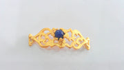 38x13 mm. 22K Gold Plated Brass Navy Blue Bracelet and Necklace Connectors , Findings, G751