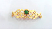 38x13 mm. Gold Plated Brass Green Bracelet and Necklace Connectors , Findings, G756