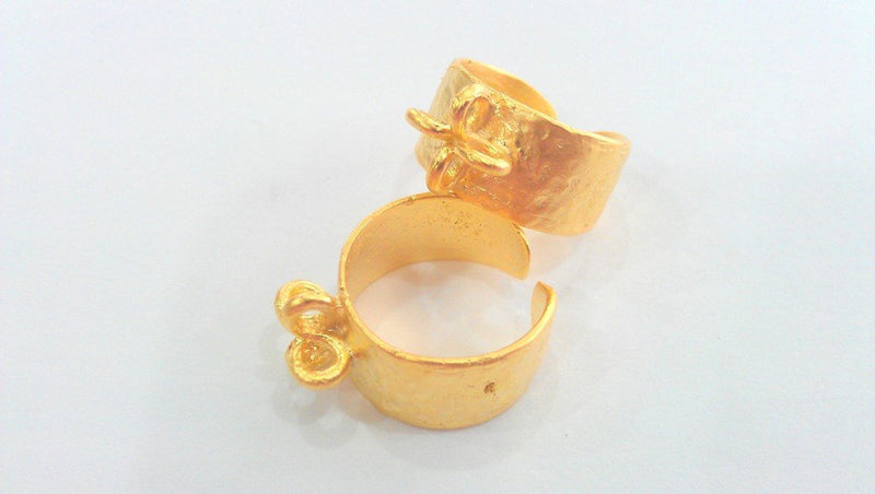 Adjustable Ring Base Blank with a Loop Setting ,Findings , Gold Plated Brass  G750