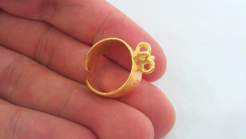 Adjustable Ring Base Blank with a Loop Setting ,Findings , Gold Plated Brass  G750