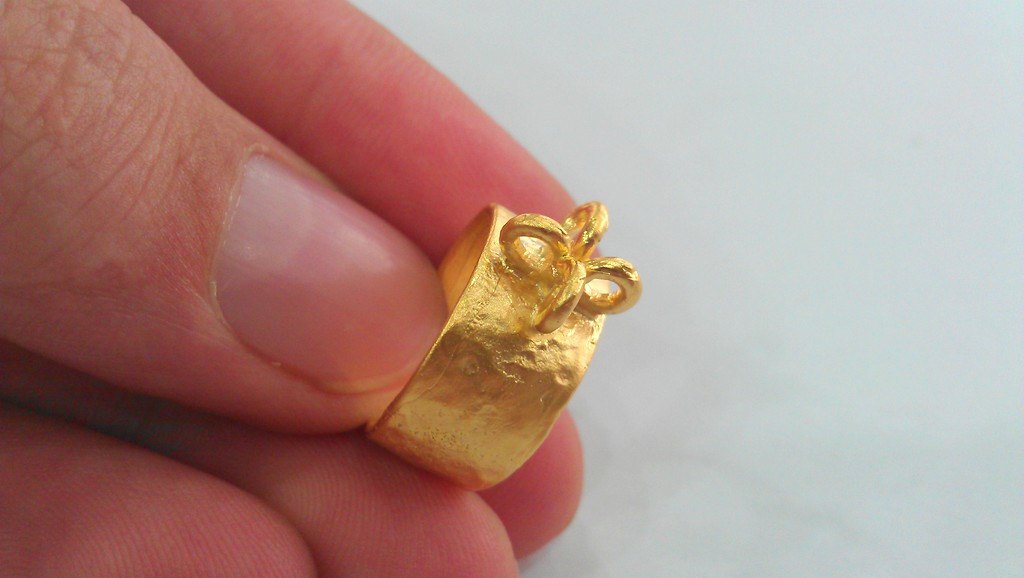 Adjustable Ring Base Blank with a Loop Setting ,Findings , Gold Plated Brass  G750