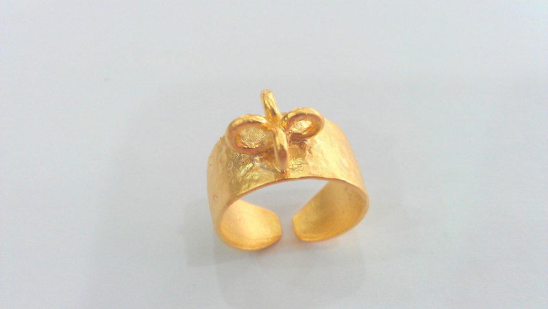 Adjustable Ring Base Blank with a Loop Setting ,Findings , Gold Plated Brass  G750