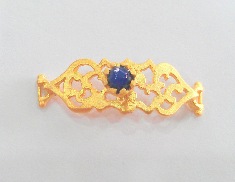 38x13 mm. 22K Gold Plated Brass Navy Blue Bracelet and Necklace Connectors , Findings, G751
