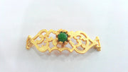 38x13 mm. Gold Plated Brass Green Bracelet and Necklace Connectors , Findings, G756
