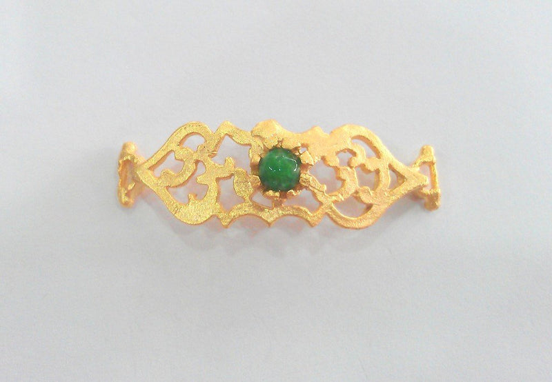 38x13 mm. Gold Plated Brass Green Bracelet and Necklace Connectors , Findings, G756