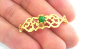 38x13 mm. Gold Plated Brass Green Bracelet and Necklace Connectors , Findings, G756